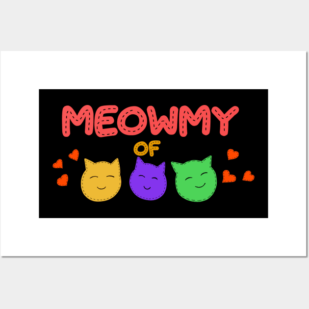 Meowmy of three Wall Art by Erena Samohai